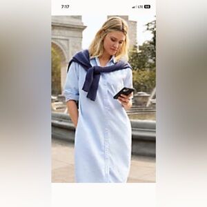 Lands end long serve light blue Oxford style short dress